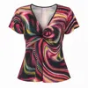 Conquista Women's Knot Front Jersey Top With Vibrant Print
