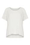 Conquista Women's Lace Detail Short-sleeved Top In White In White