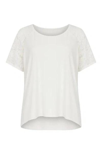 Conquista Women's Lace Detail Short-sleeved Top In White