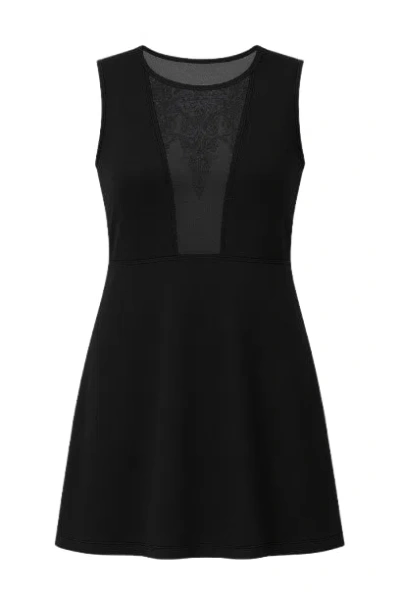 Conquista Women's Lace Detail Skater Dress In Black