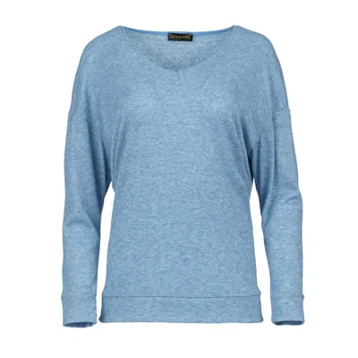 Conquista Women's Light Blue Melange V Neck Knit Top