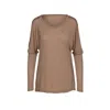 Conquista Women's Light Brown Top With Long Batwing Sleeves In Brown