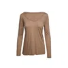 Conquista Women's Light Brown V Neck Top In Brown