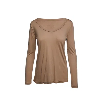 Conquista Women's Light Brown V Neck Top