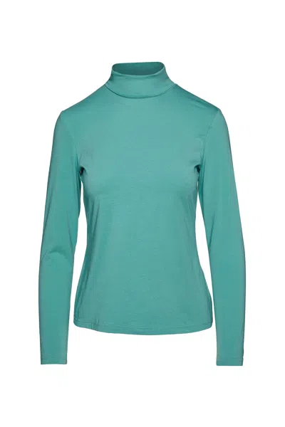 Conquista Women's Light Green Turtle Neck Top In Sustainable Fabric