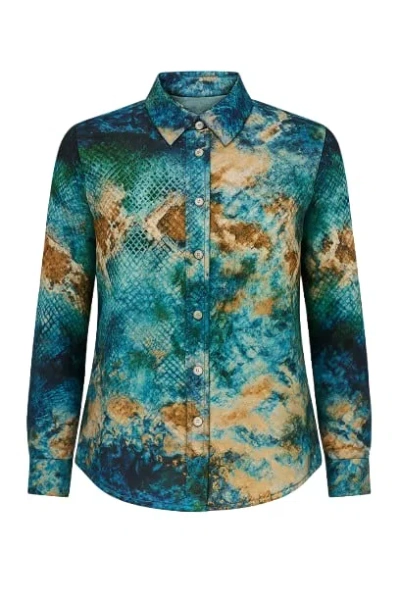 Conquista Women's Long Sleeve Print Shirt In Blue