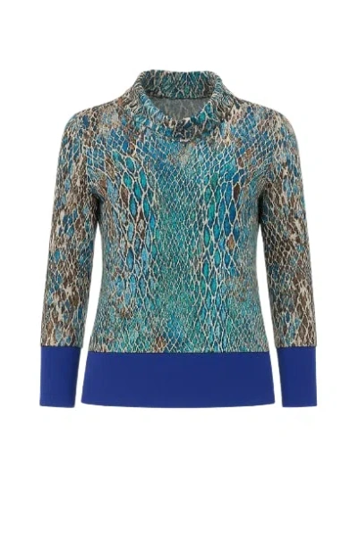 Conquista Women's Long Sleeve Print Top In Blue