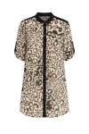 Conquista Women's Long Summer Shirt In Leopard Print In Black