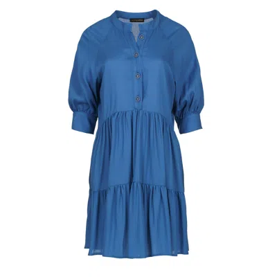 Conquista Women's Loose Blue Ruffle Dress