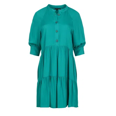 Conquista Women's Loose Green Ruffle Dress