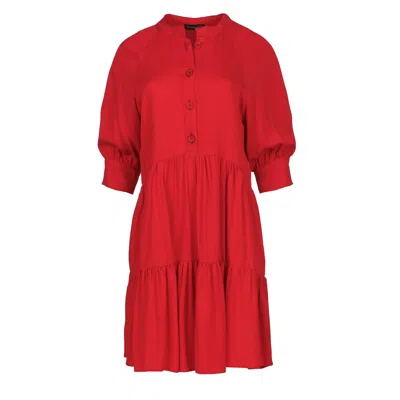 Conquista Women's Loose Red Ruffle Dress