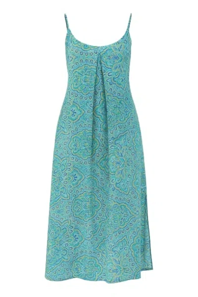Conquista Women's Maxi Dress With Side Slits In Blue