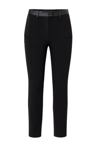 Conquista Women's Mid Rise Pleather Detail Jeggings Black