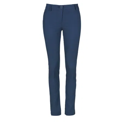 Conquista Women's Navy Blue Fitted Full Length Pants