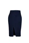 Conquista Women's Navy Blue Mouflon Pencil Skirt In Blue