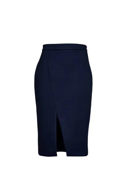 Conquista Women's Navy Blue Mouflon Pencil Skirt