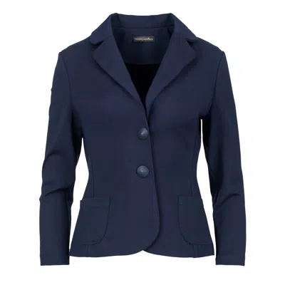 Conquista Women's Navy Blue Punto Di Roma Fitted Jacket
