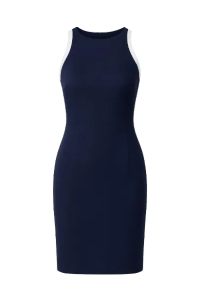 Conquista Women's Navy Blue Sleeveless Dress With Contrast Detail
