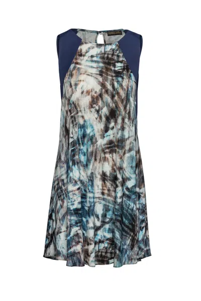Conquista Women's Navy Blue Sleeveless Print Dress