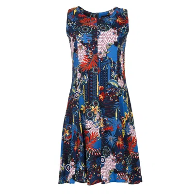 Conquista Women's Navy Flora Print Cloche Dress In Blue