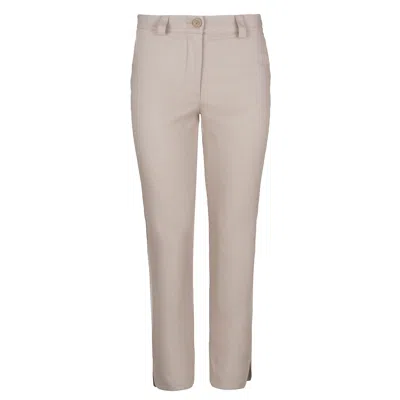 Conquista Women's Neutrals Beige Denim Style Cotton Pants