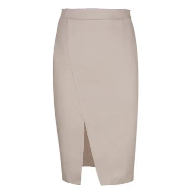 Conquista Women's Neutrals Beige Denim Style Pencil Skirt
