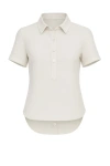 Conquista Women's Neutrals Button Detail Linen Shirt In White