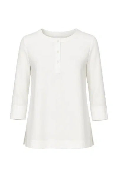 Conquista Women's Neutrals Button Detail Top In Crepe Fabric In Sand