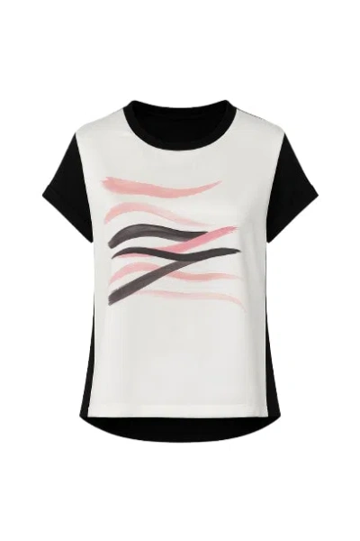 Conquista Women's Neutrals Cap Sleeve Print Top By  Fashion In White
