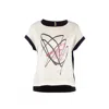 Conquista Women's Neutrals Cap Sleeve Top With Print In Black/white