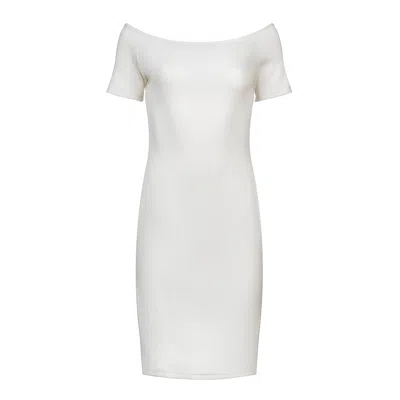 Conquista Women's Neutrals Classic White Off-shoulder Fitted Dress