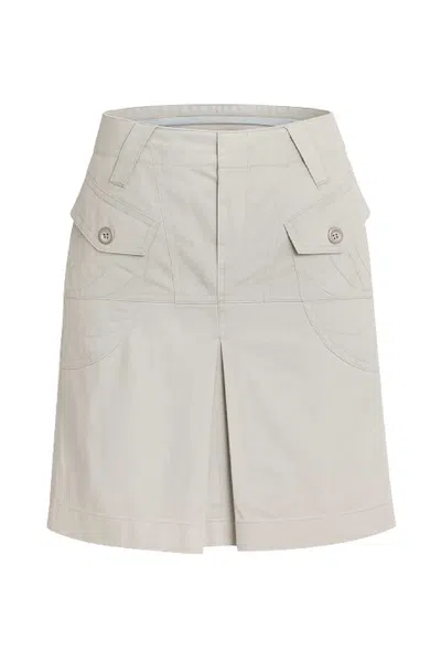 Conquista Women's Neutrals Cotton Gabardine Skirt With Buttoned Pockets In Gray