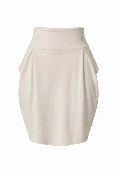 Conquista Women's Neutrals Cream High-waist Tulip Skirt With Sculpted Volume In White
