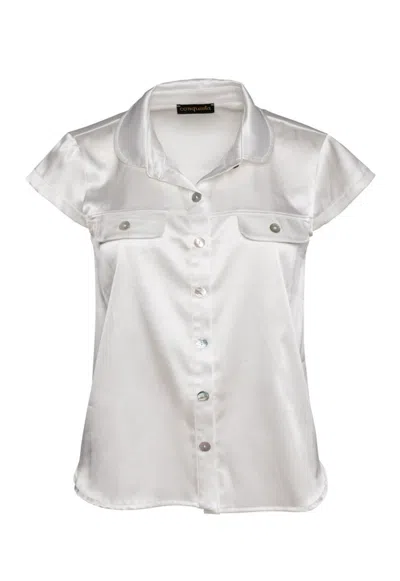 Conquista Women's Neutrals Ecru Cap Sleeve Shirt In Beige