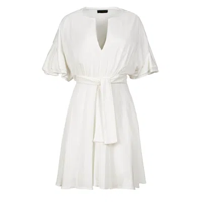 Conquista Women's Neutrals Ecru Dress With Ruffle Sleeves In Beige