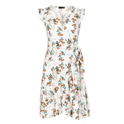 Conquista Women's Neutrals Ecru Floral Wrap Dress In Beige