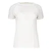 Conquista Women's Neutrals Ecru Top With Short Net Sleeves In Beige