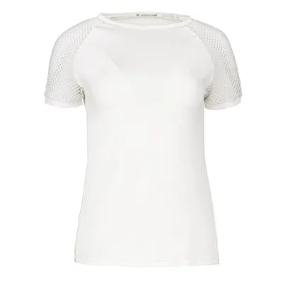 Conquista Women's Neutrals Ecru Top With Short Net Sleeves In Beige