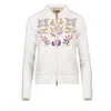 CONQUISTA WOMEN'S NEUTRALS ECRU ZIP CARDIGAN WITH POUCH POCKETS