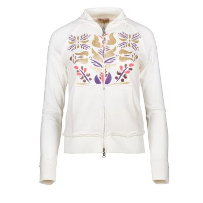 Conquista Women's Neutrals Ecru Zip Cardigan With Pouch Pockets In Beige