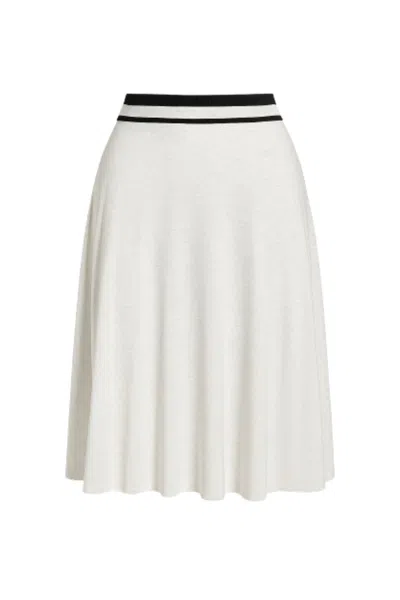 Conquista Women's Neutrals Elegant A-line Skirt With Contrast Waistband In White