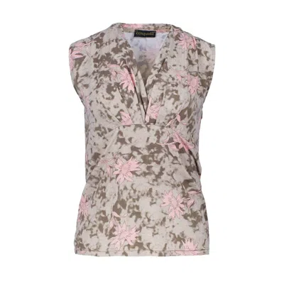 Conquista Women's Neutrals Floral Polyamide Jersey Sleeveless Top In Pink