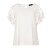 Conquista Women's Neutrals Frill Detail Ecru Top In Beige