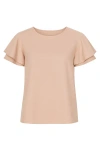 Conquista Women's Neutrals Frill Sleeve Top