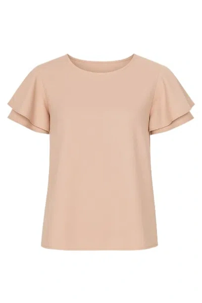 Conquista Women's Neutrals Frill Sleeve Top