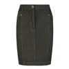Conquista Women's Neutrals Khaki Denim Style Fitted Skirt With Stitching Detail In Yellow