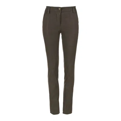Conquista Women's Neutrals Khaki Fitted Full Length Pants In Yellow