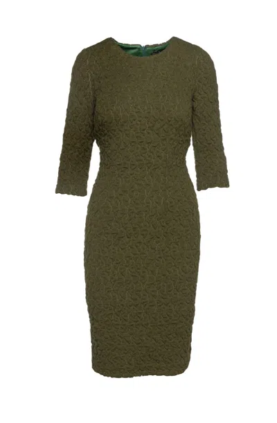 Conquista Women's Neutrals Khaki Jacquard Dress By  Fashion In Yellow