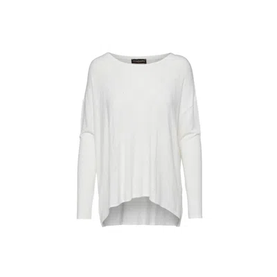 Conquista Women's Neutrals Knit Jacquard Detail Top In White