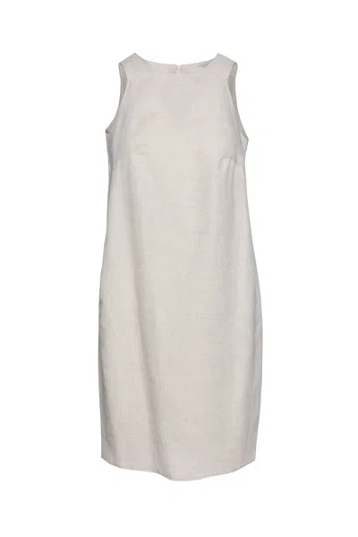 Conquista Women's Neutrals Linen Sand Colour Sleeveless Sack Dress